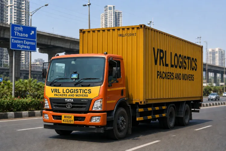 VRL Logistics Packers and Movers branded truck providing safe, GPS-tracked goods transport in Thane