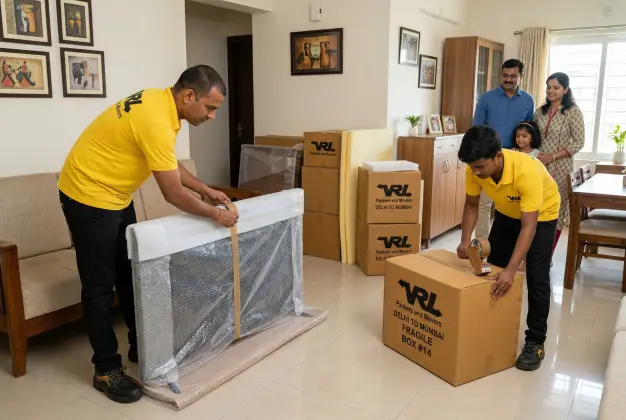 Household relocation service with professional packing and safe transport by VRL Logistics packers and movers