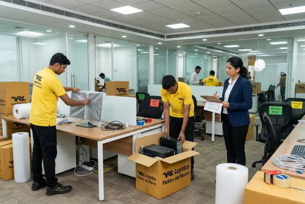 Professional office shifting service with minimal downtime and confidential asset handling by VRL Logistics