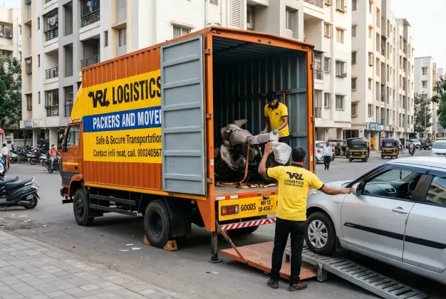 Car and bike transport service with enclosed carriers and GPS tracking by VRL Logistics