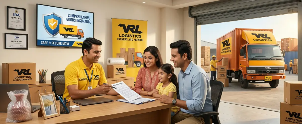 Goods insurance for moving — comprehensive insured moving service by VRL Logistics packers and movers