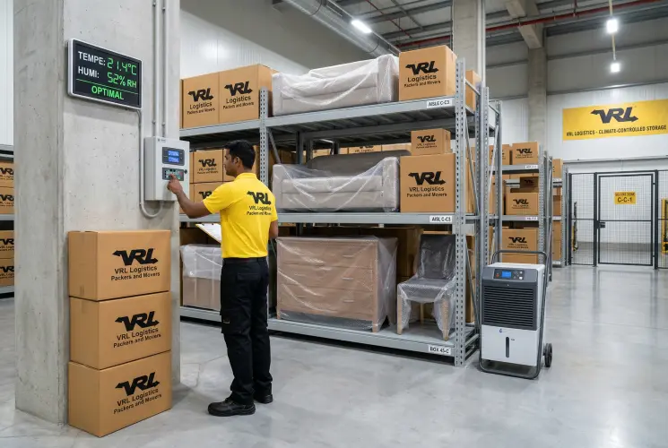 Climate-monitored warehousing facility for secure storage of household and business goods by VRL Logistics